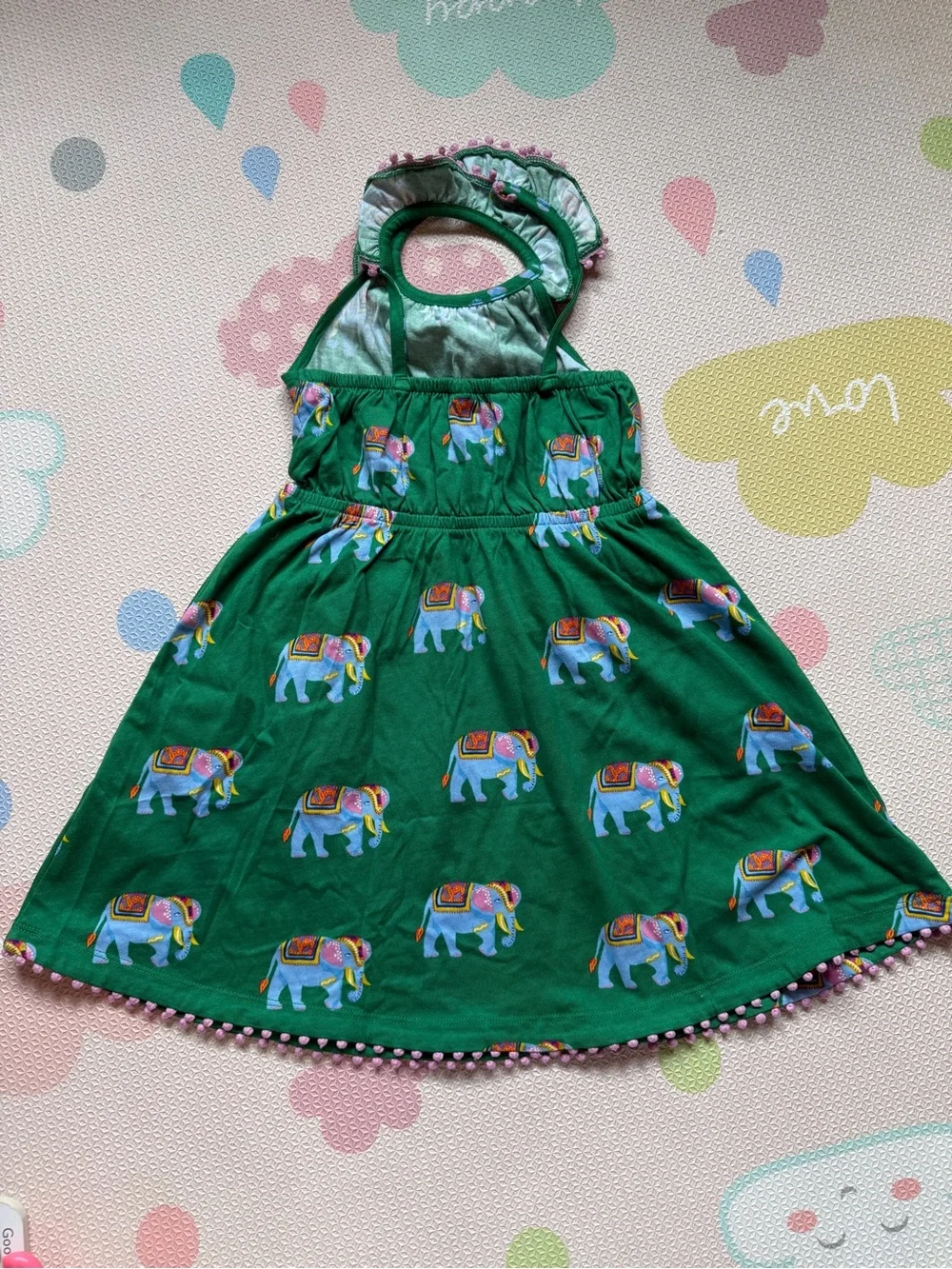 Mini Boden Green Elephant Print Dress